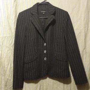 SEXY PINSTRIPE BeBe Vintage 90s Blazer Size 8 MEDIUM STYLIZED ACCENT BUTTONS